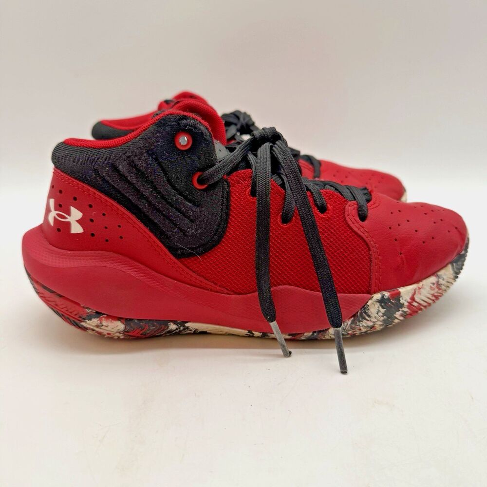 Under Armour Jet '21 GS 'Red Black Camo' Sneaker Youth 3 Lace Up Mid 3024794-600